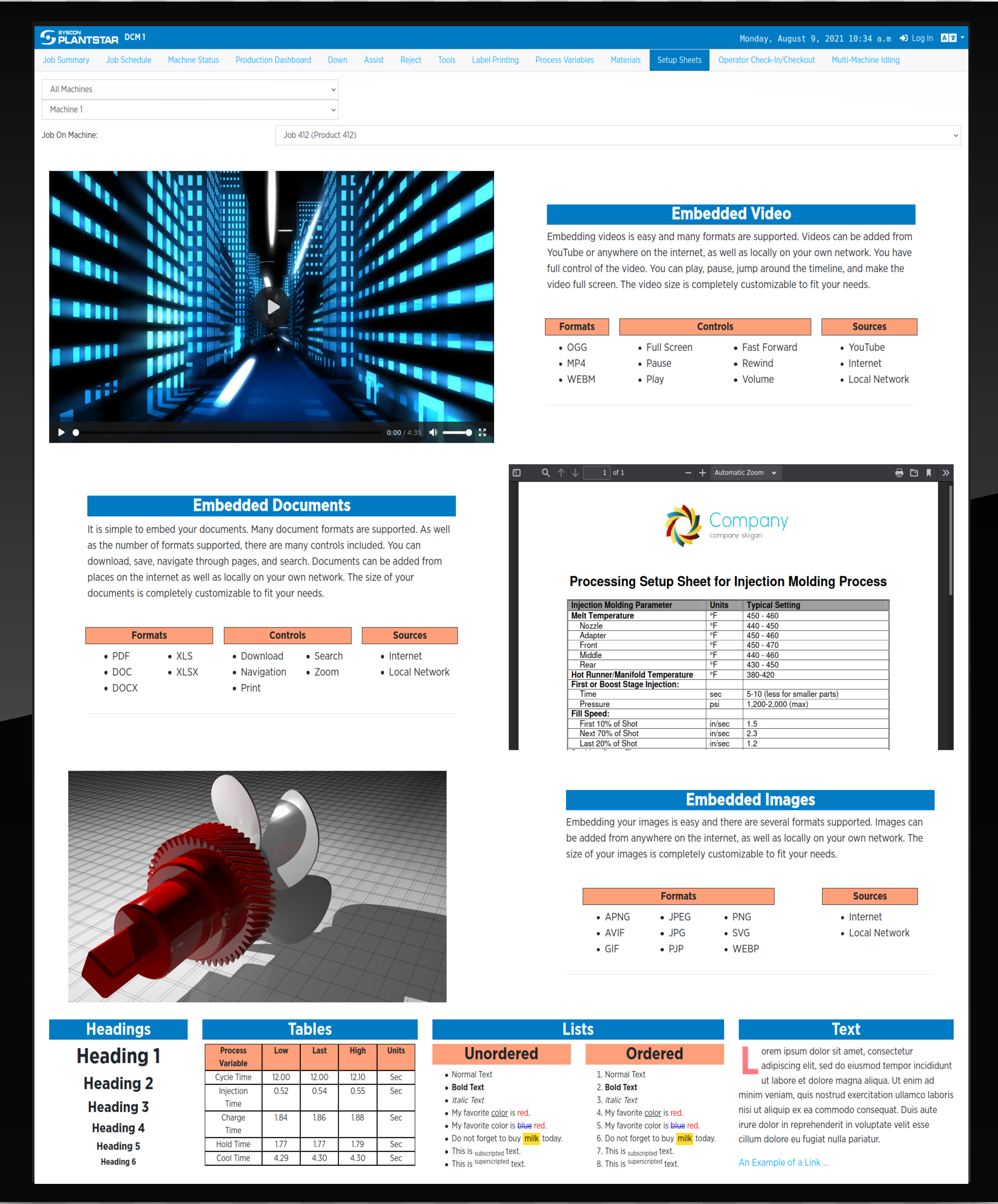 new job setup sheets 